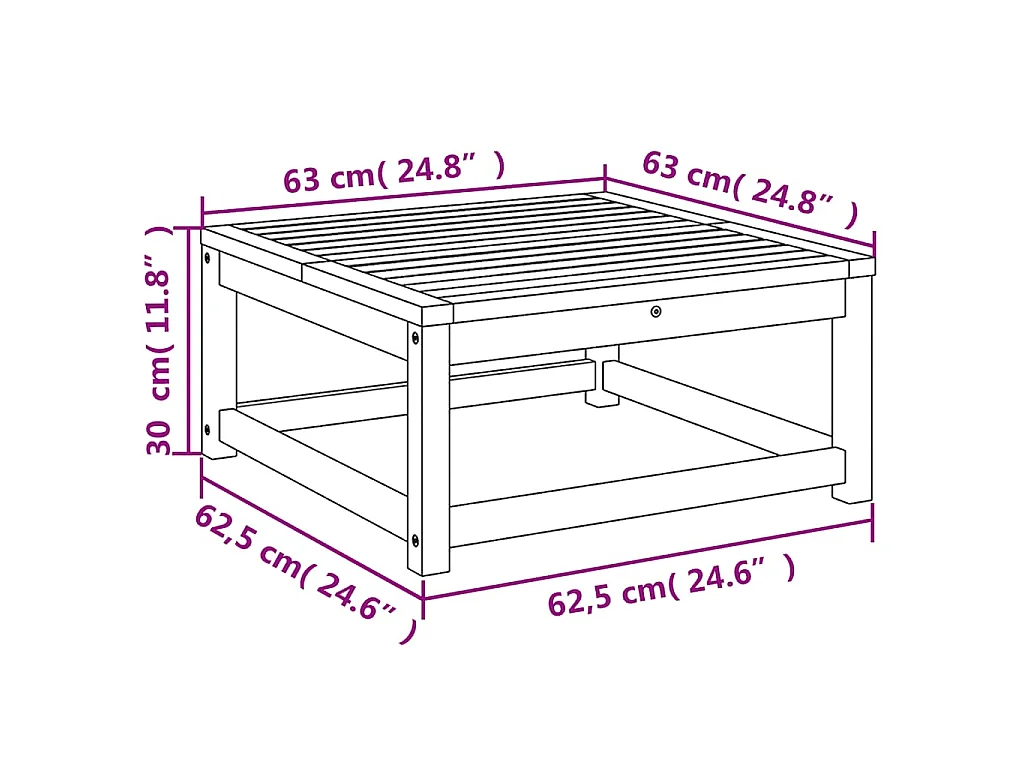 Table de jardin 63x63x30 cm bois d'acacia solide