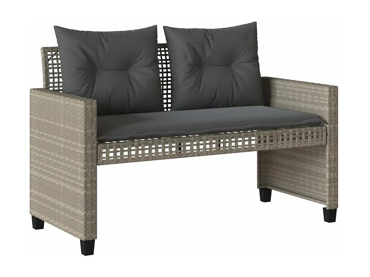 4-delige Loungeset met kussens poly rattan en glas lichtgrijs