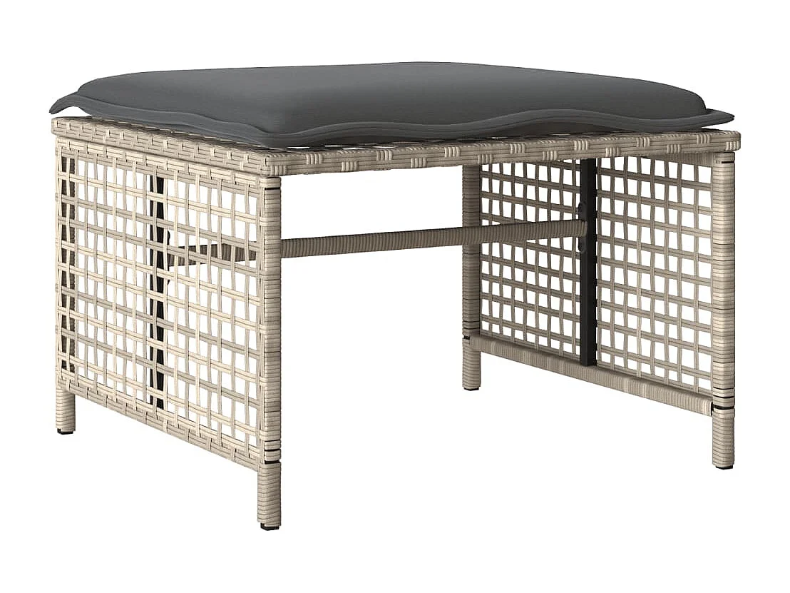 4-delige Loungeset met kussens poly rattan en glas lichtgrijs