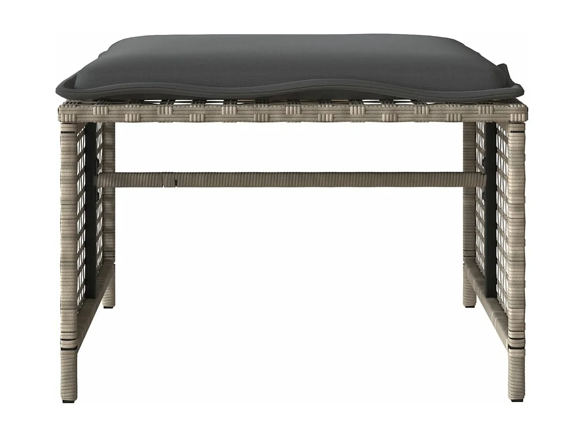 4-delige Loungeset met kussens poly rattan en glas lichtgrijs