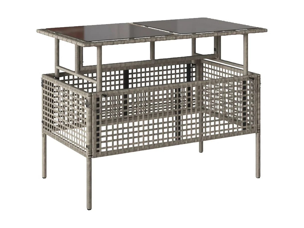 4-delige Loungeset met kussens poly rattan en glas lichtgrijs