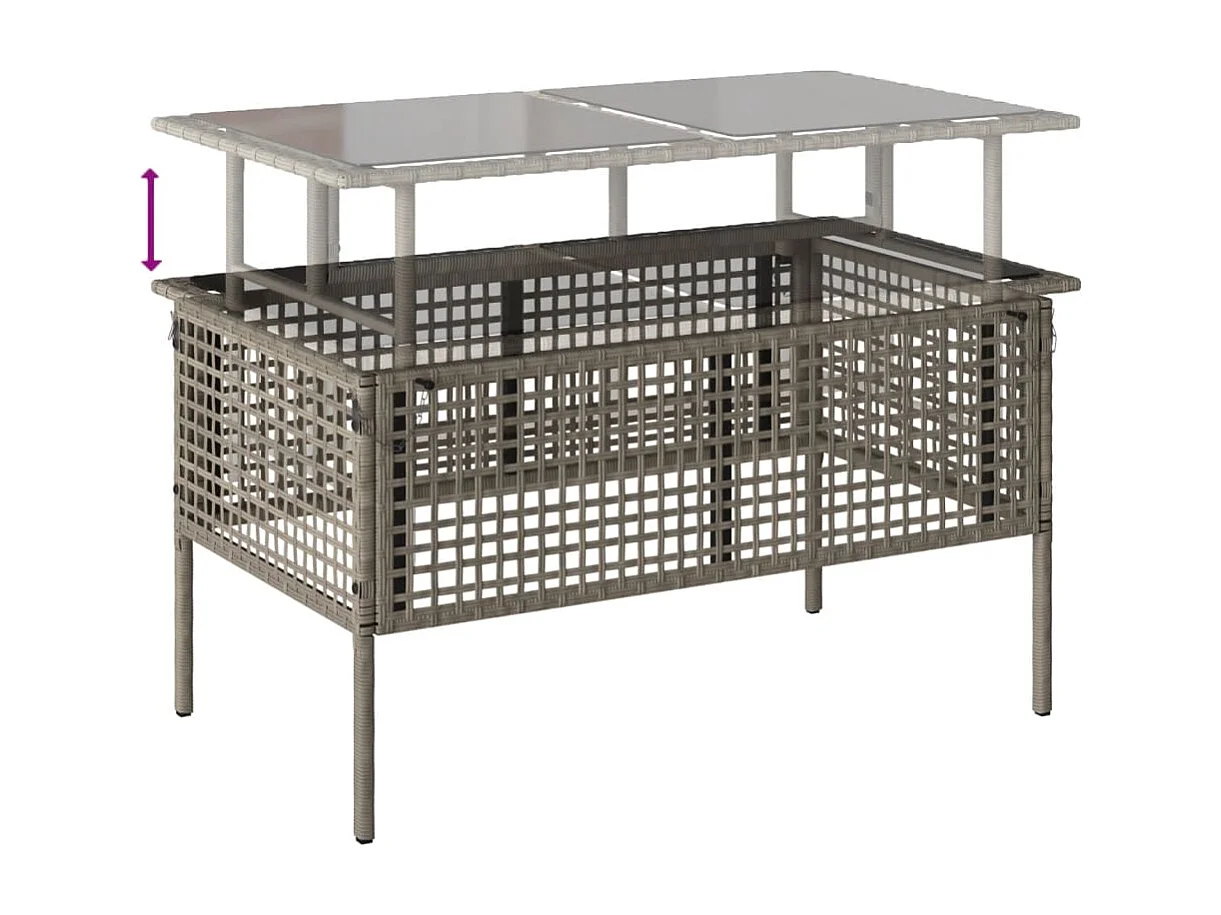 4-delige Loungeset met kussens poly rattan en glas lichtgrijs