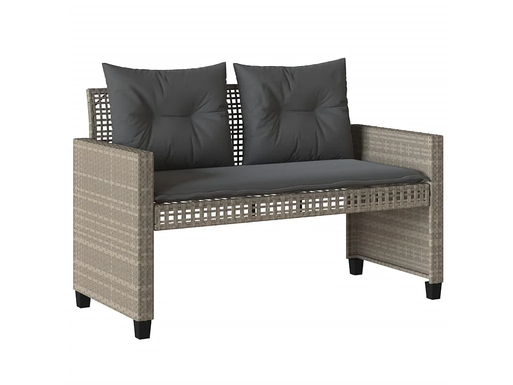 4-tlg. Garten-Sofagarnitur mit Kissen Hellgrau Poly Rattan Glas