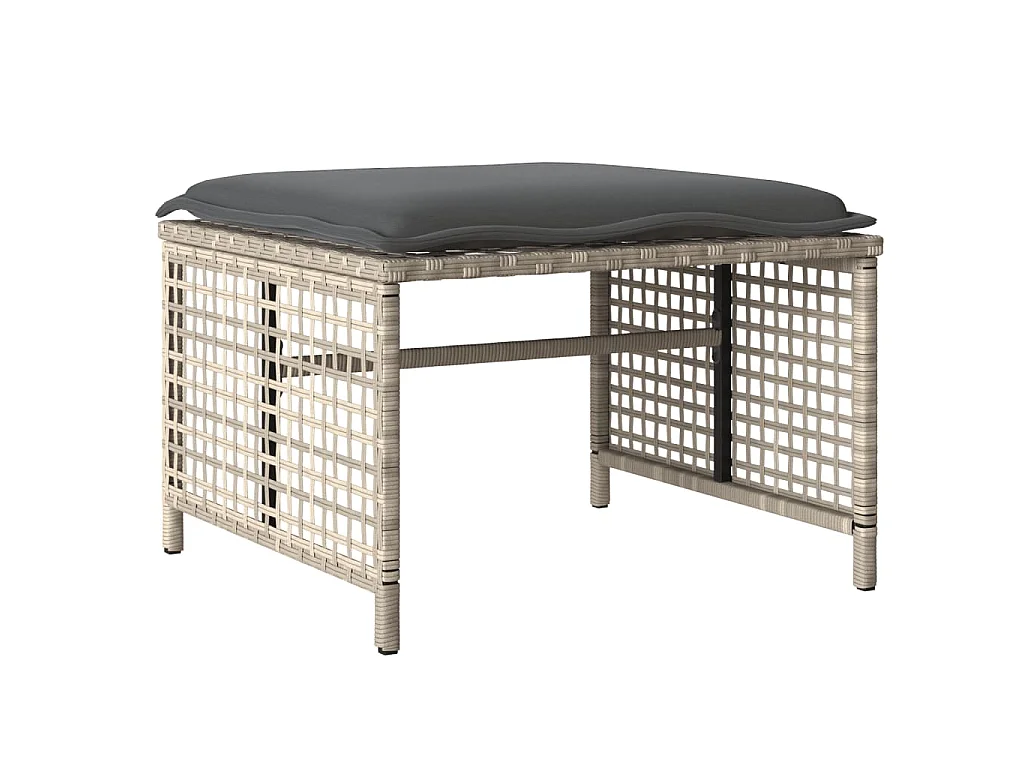 4-tlg. Garten-Sofagarnitur mit Kissen Hellgrau Poly Rattan Glas