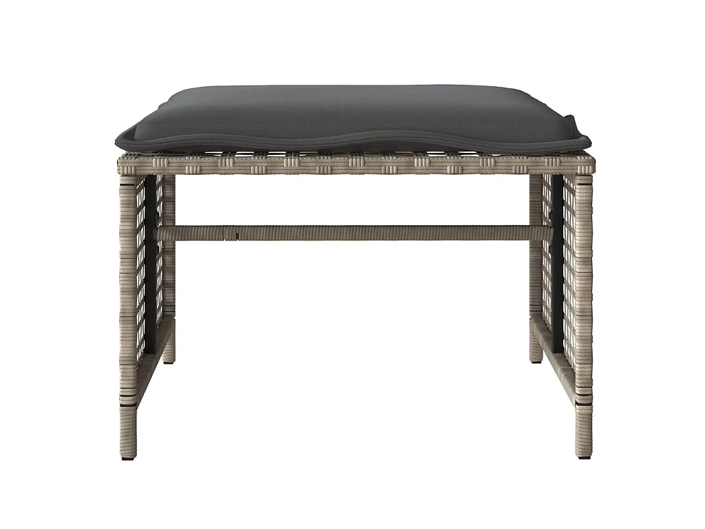 4-tlg. Garten-Sofagarnitur mit Kissen Hellgrau Poly Rattan Glas