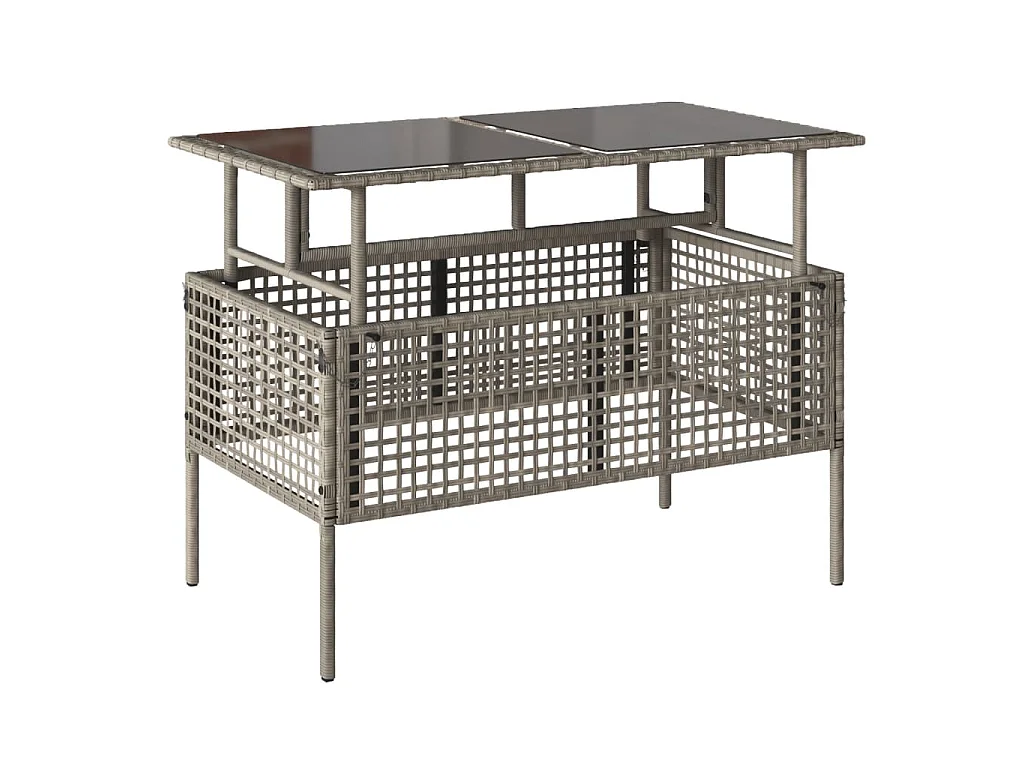 4-tlg. Garten-Sofagarnitur mit Kissen Hellgrau Poly Rattan Glas