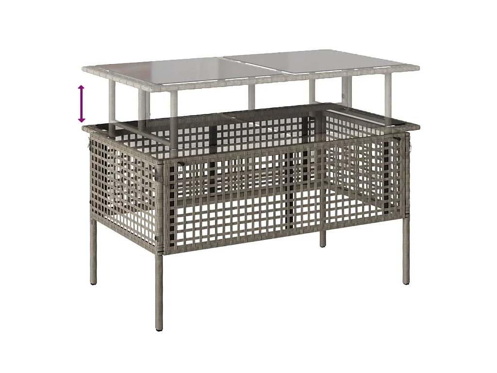 4-tlg. Garten-Sofagarnitur mit Kissen Hellgrau Poly Rattan Glas