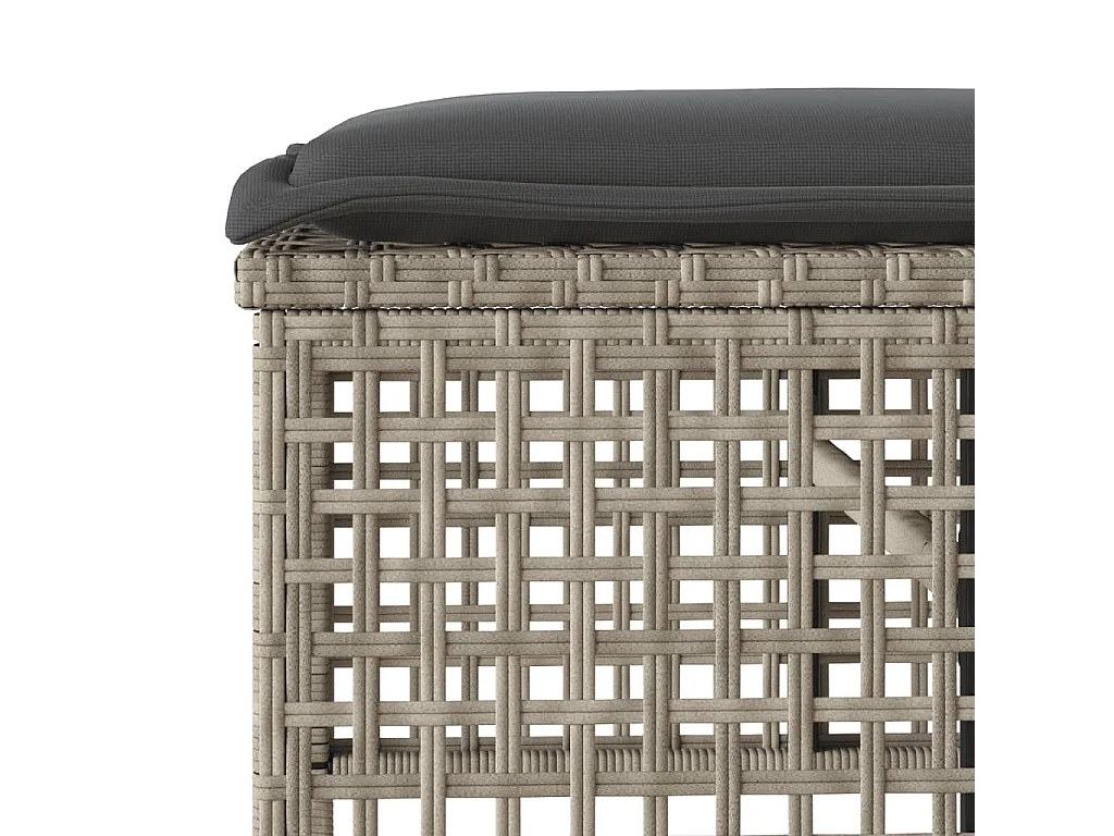 Salon de jardin avec coussins 4 pcs gris clair poly rotin verre