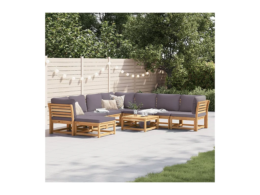 9-tlg. Garten-Lounge-Set mit Kissen Massivholz Akazie
