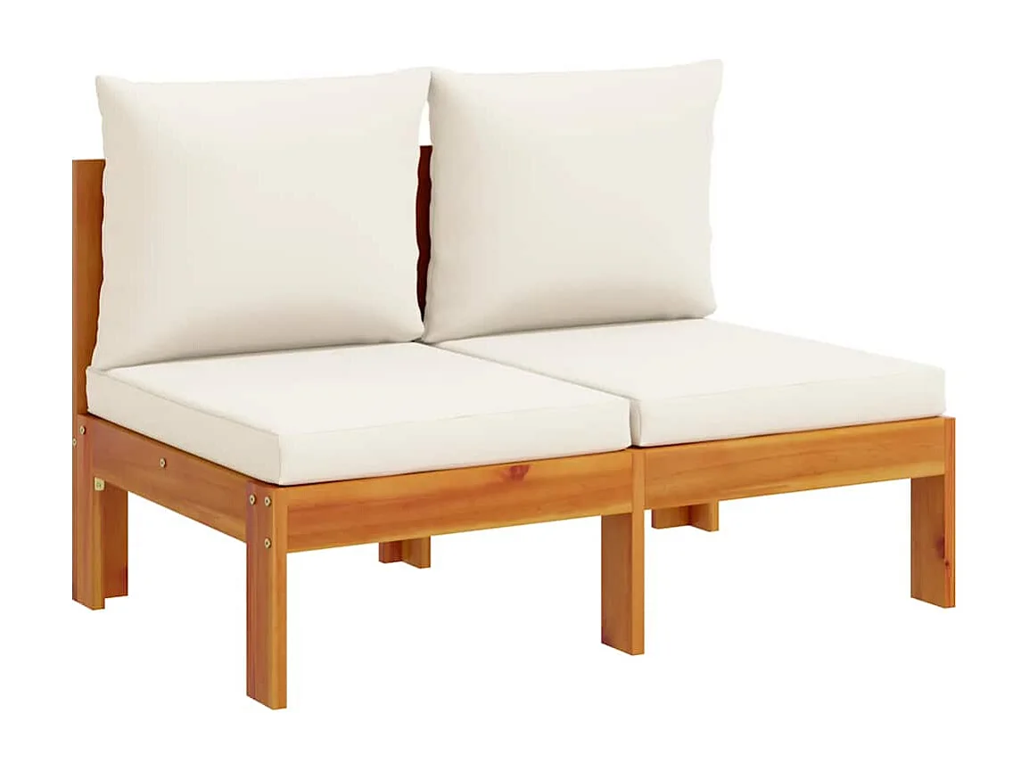 Tuinbank 2-zits met kussens massief acaciahout