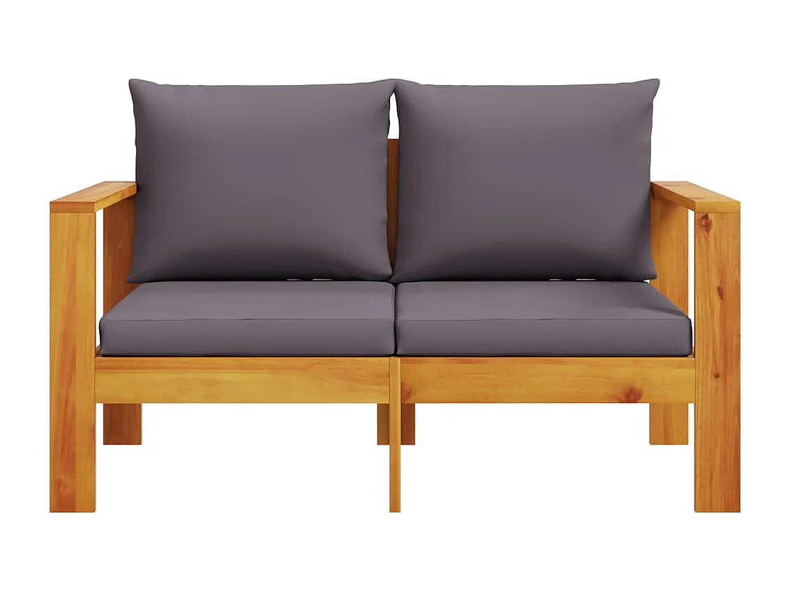 Canapé de jardin avec coussins 2 places bois massif d'acacia