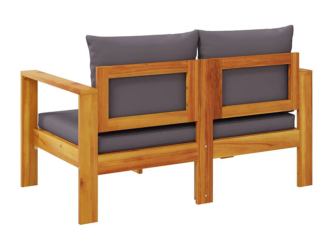 Canapé de jardin avec coussins 2 places bois massif d'acacia