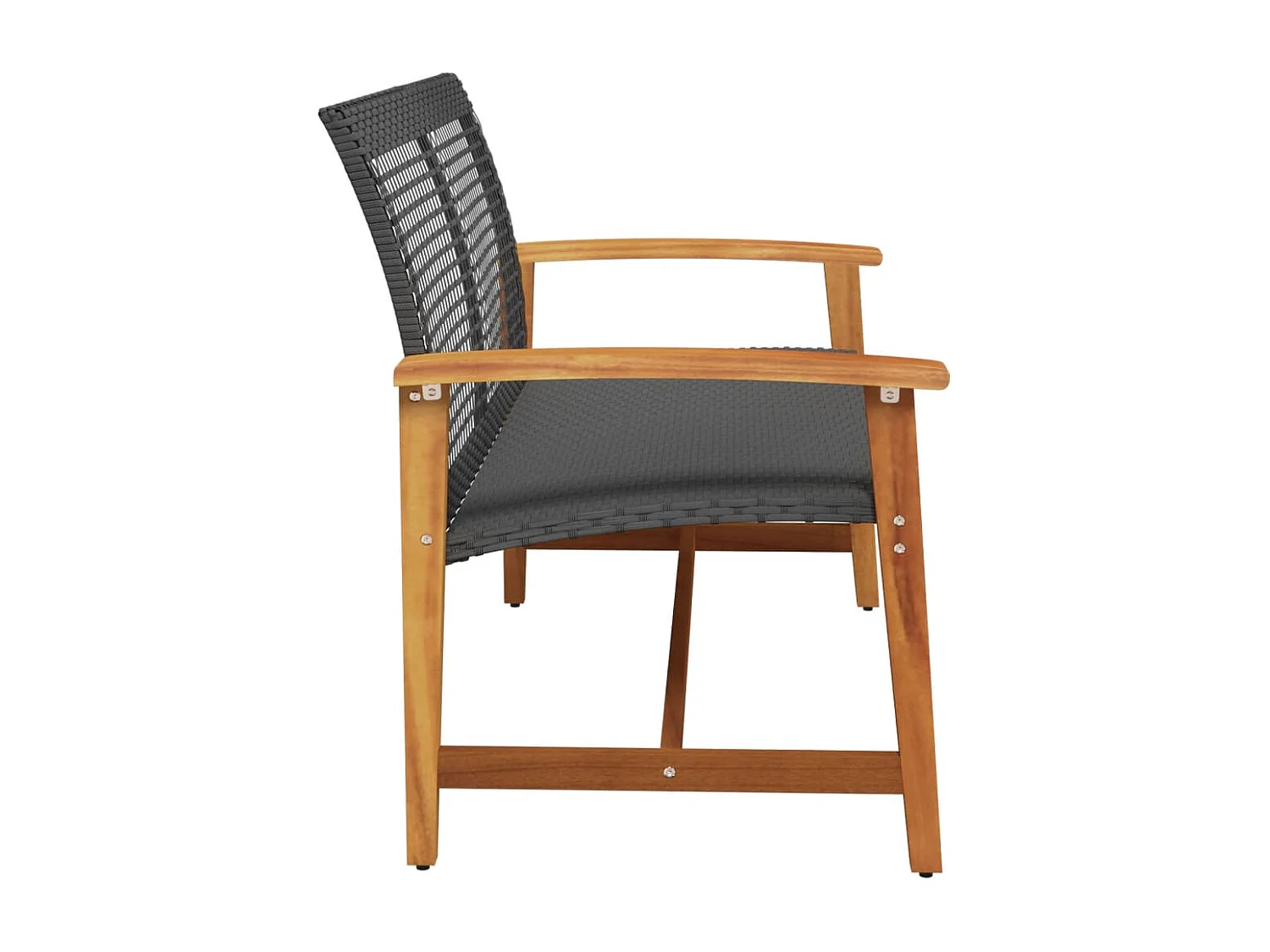 Banco de jardín madera de acacia y ratán PE negro 112 cm