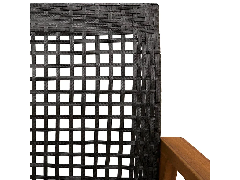 Banco de jardín madera de acacia y ratán PE negro 112 cm