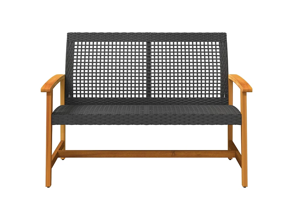 Banc de jardin noir 112 cm résine tressée et bois d'acacia