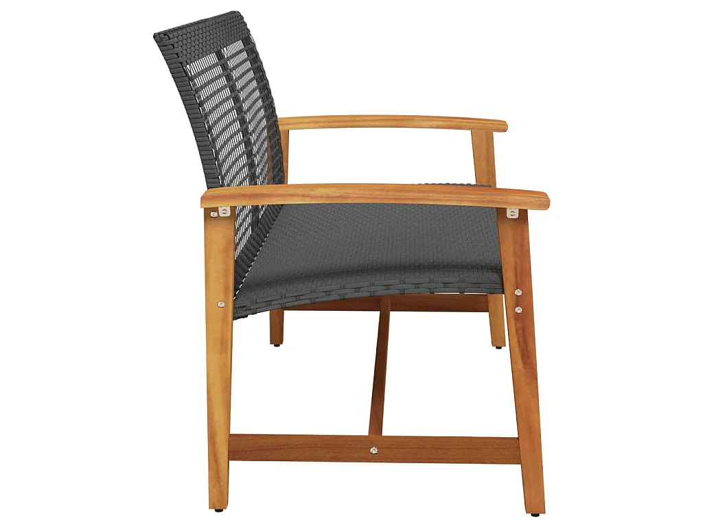 Banc de jardin noir 112 cm résine tressée et bois d'acacia