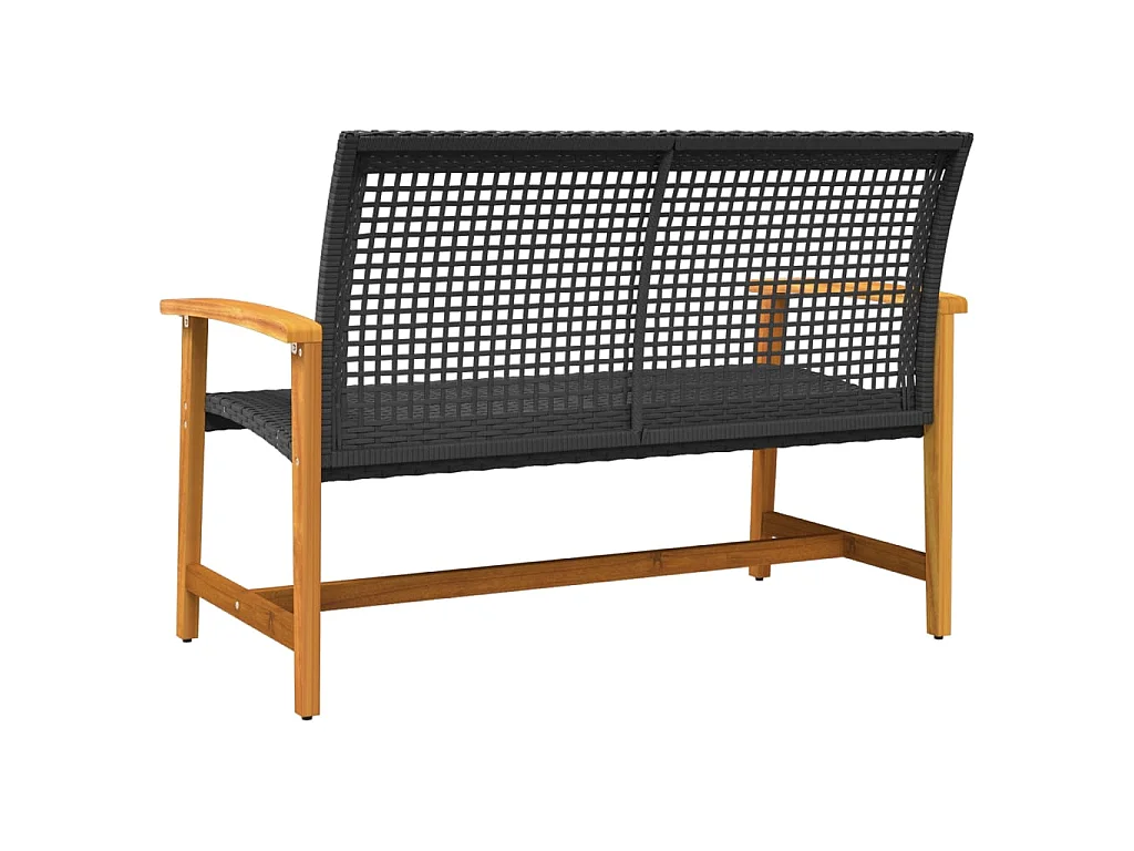Banc de jardin noir 112 cm résine tressée et bois d'acacia