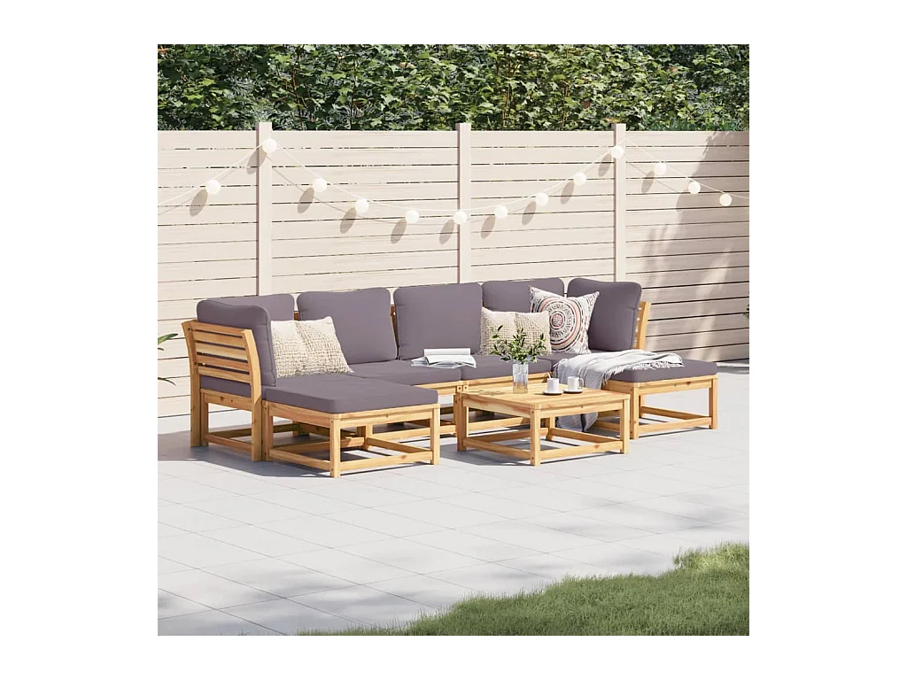 Set Salotto da Giardino 7 pz con Cuscini Legno Massello Acacia