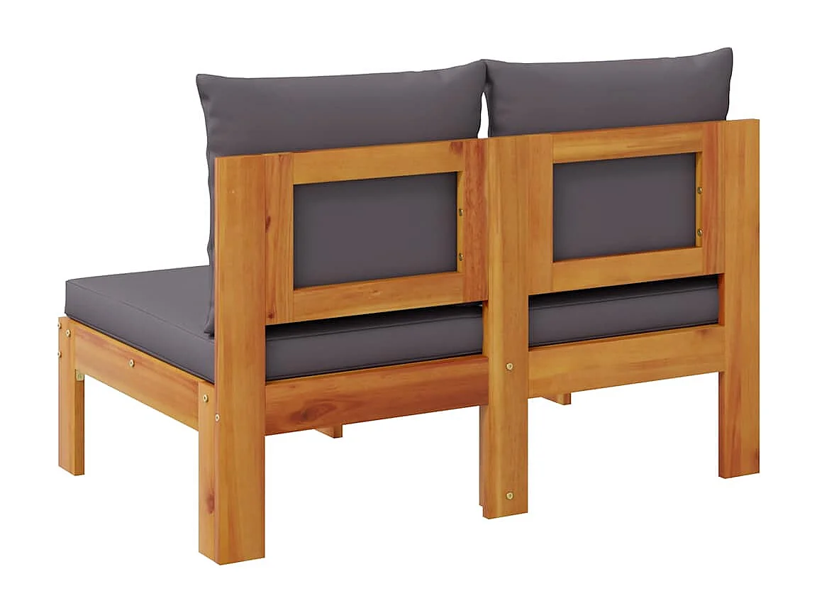 Canapé de jardin sans accoudoirs coussins 2 places bois acacia