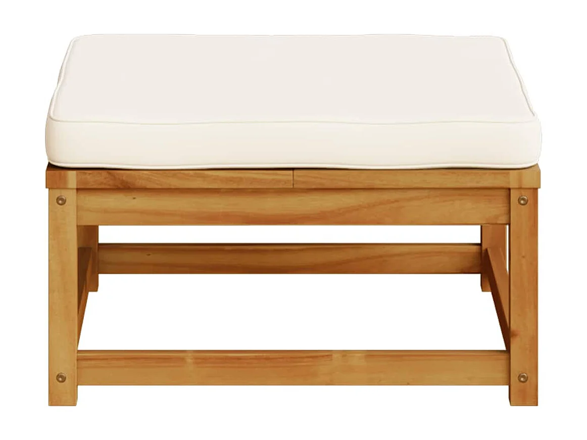 Repose-pied de jardin avec coussins bois massif d'acacia