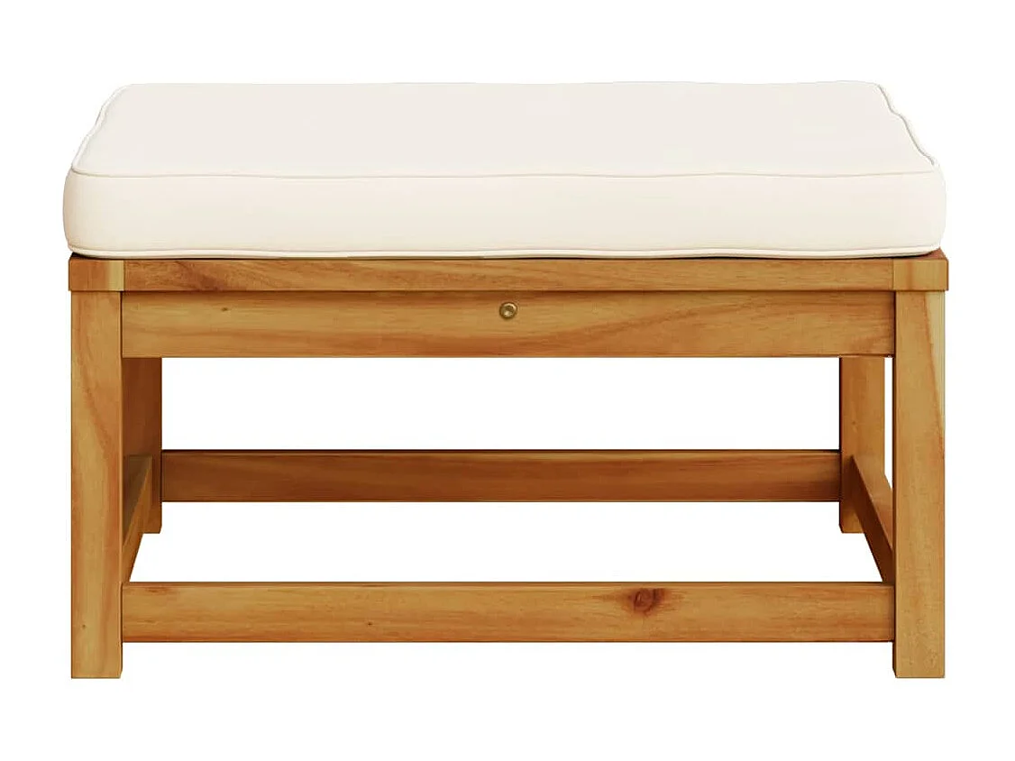 Repose-pied de jardin avec coussins bois massif d'acacia