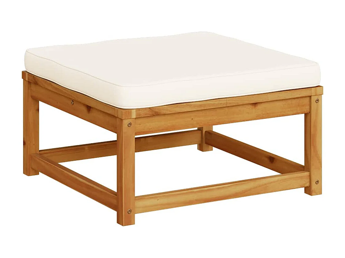 Repose-pied de jardin avec coussins bois massif d'acacia