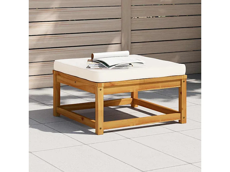 Gartenhocker mit Kissen Massivholz Akazie