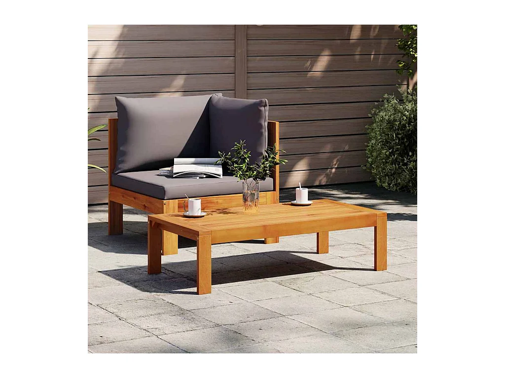 Salon de jardin avec coussins 2 pcs bois massif acacia