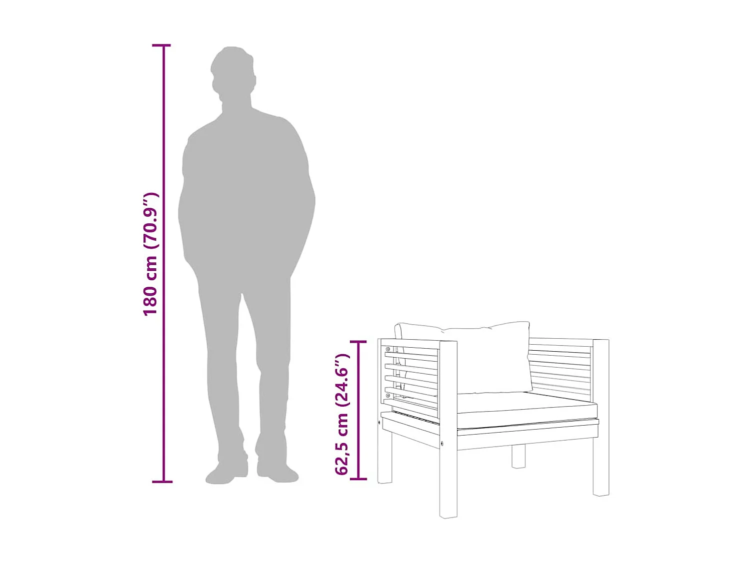 Tuinstoel met crèmewitte kussens massief acaciahout