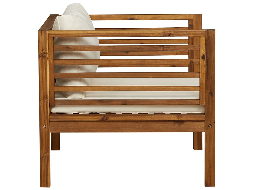 Sedia da Giardino con Cuscino Crema in Legno Massello di Acacia
