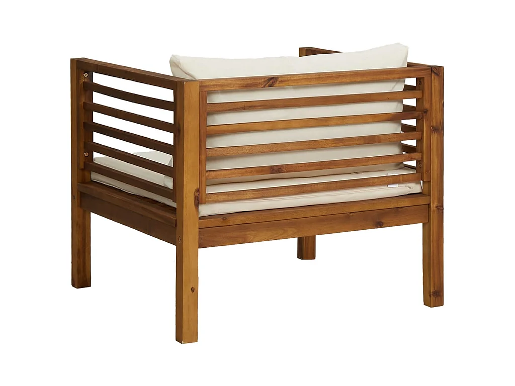 Sedia da Giardino con Cuscino Crema in Legno Massello di Acacia