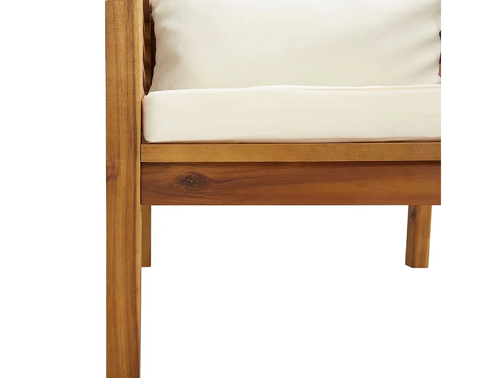 Sedia da Giardino con Cuscino Crema in Legno Massello di Acacia