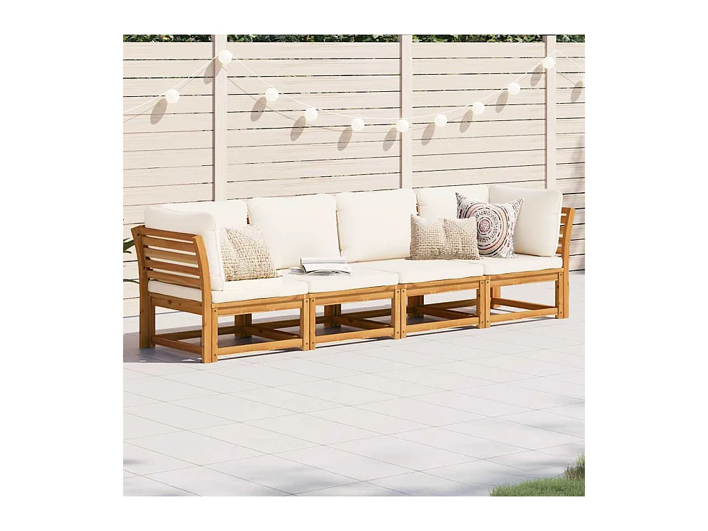 Salon de jardin 4 pcs avec coussins Bois d'acacia solide