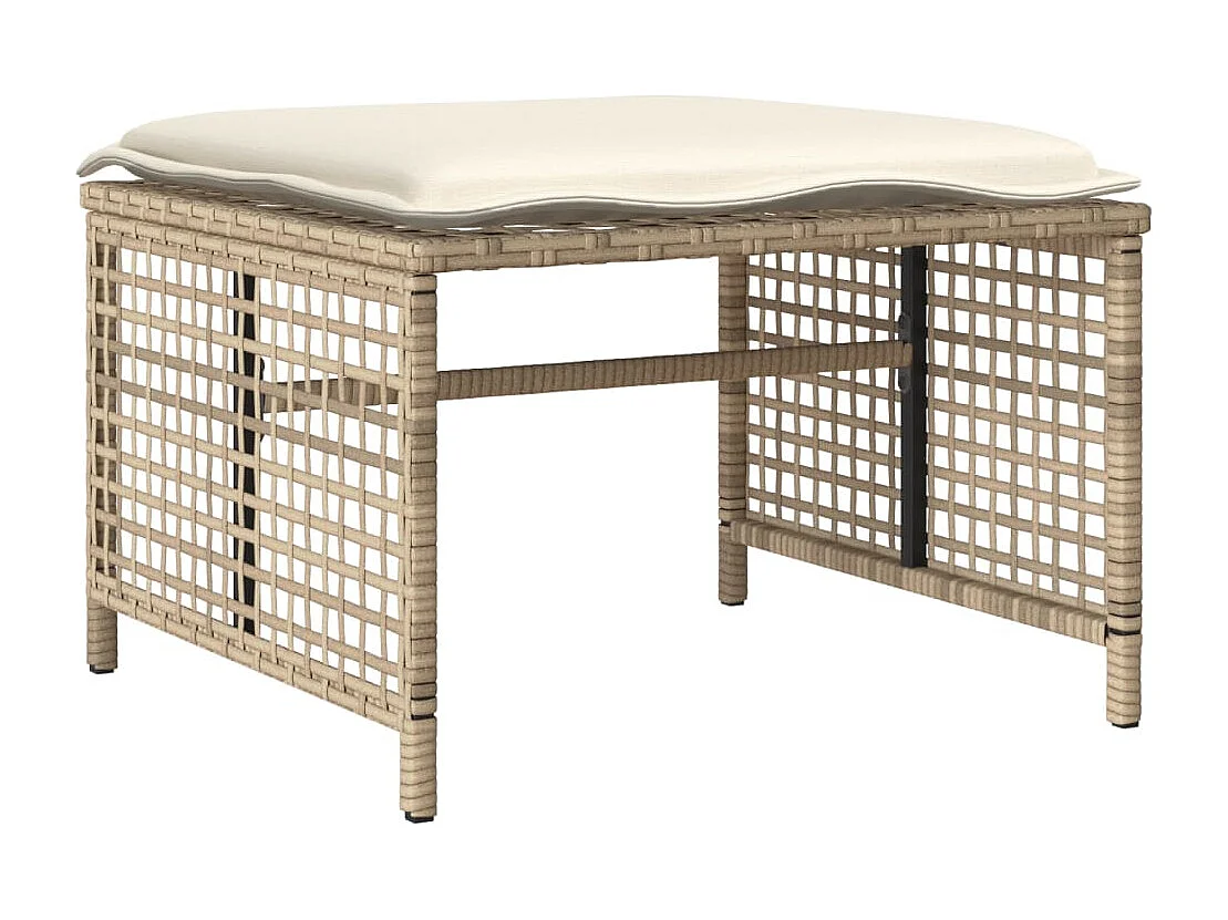 Salon de jardin avec coussins 4 pcs beige résine tressée verre