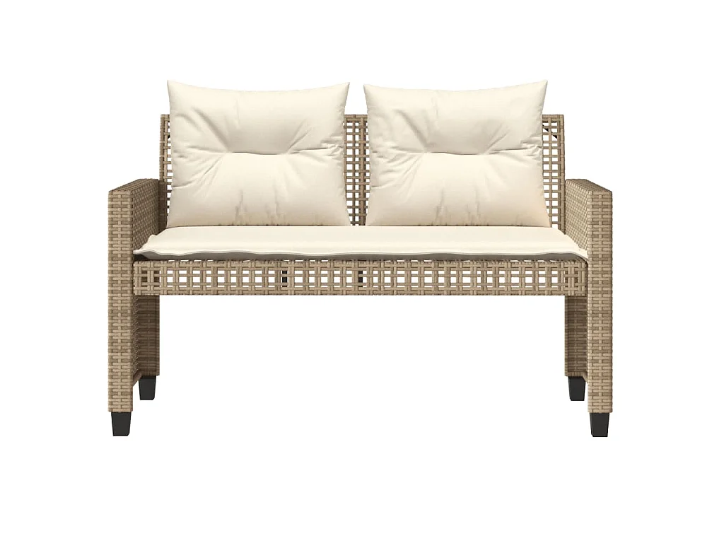 Salon de jardin avec coussins 4 pcs beige résine tressée verre