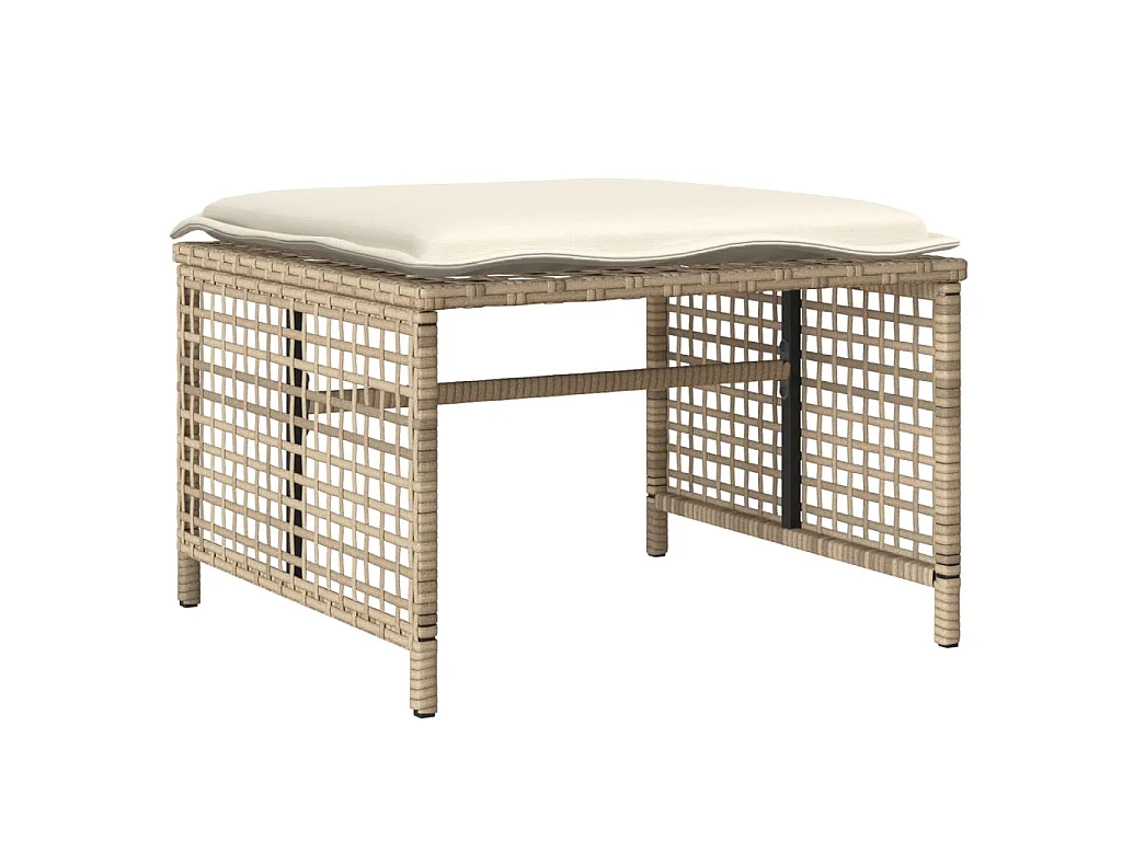 Salon de jardin avec coussins 4 pcs beige résine tressée verre