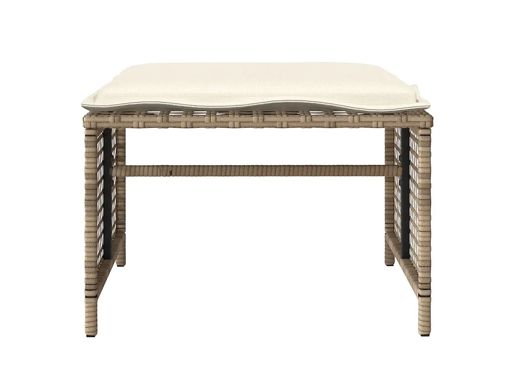 Salon de jardin avec coussins 4 pcs beige résine tressée verre