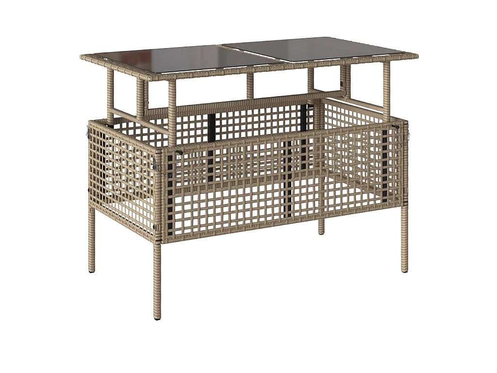 Salon de jardin avec coussins 4 pcs beige résine tressée verre