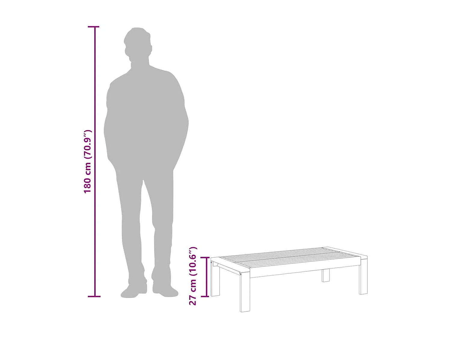 Table de jardin 100x50x27 cm bois d'acacia solide