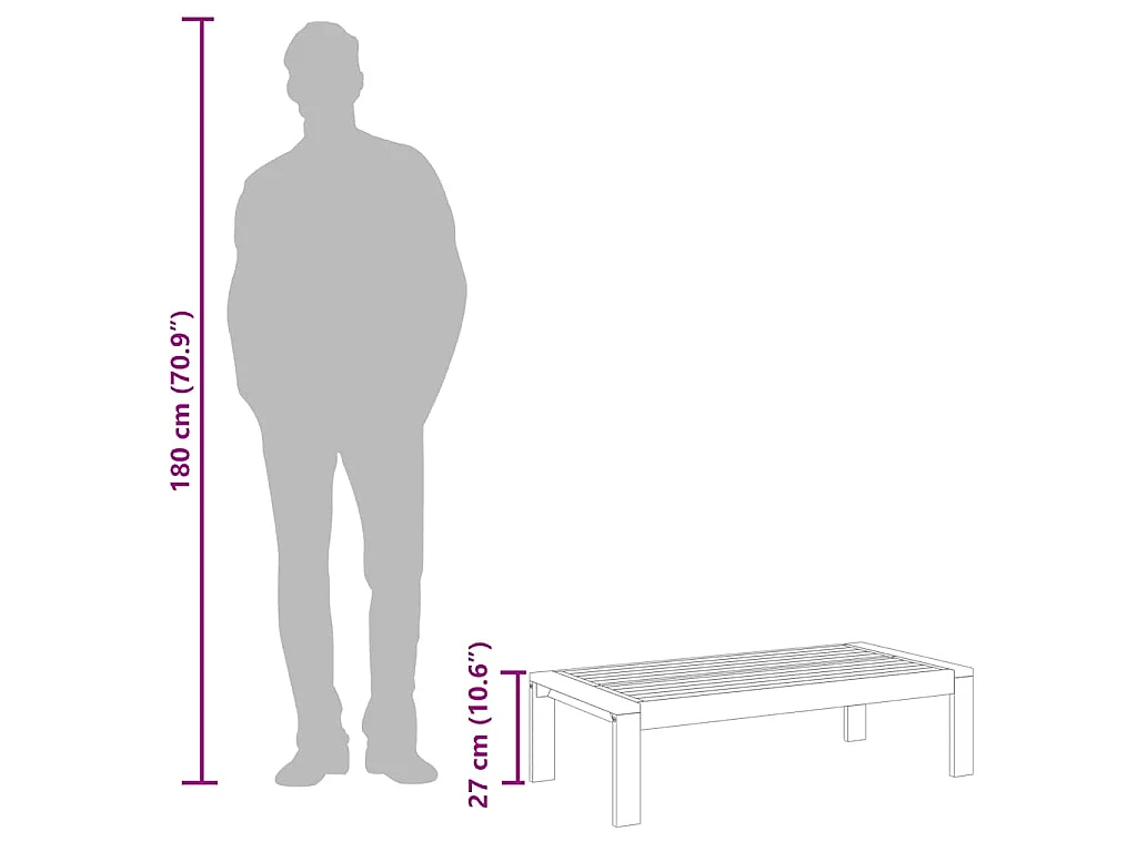 Table de jardin 100x50x27 cm bois d'acacia solide