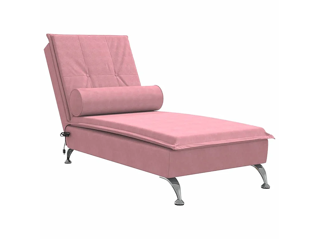 Chaise Longue Massaggi con Cuscino Rosa in Velluto