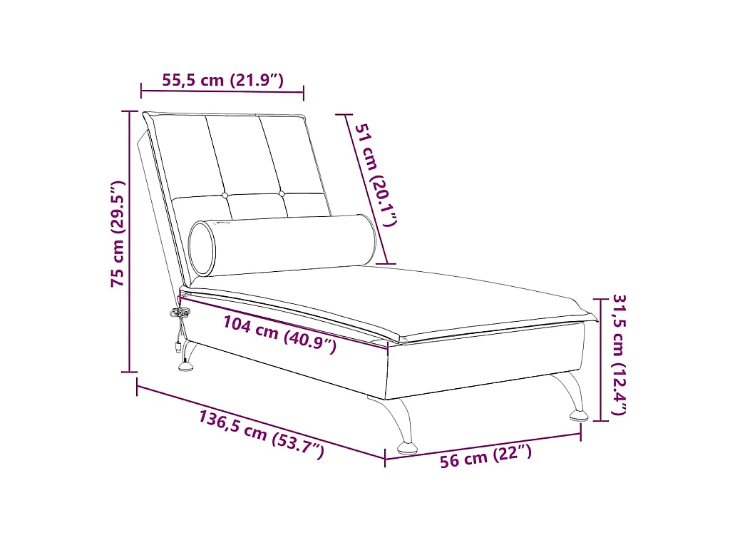 Chaise Longue Massaggi con Cuscino Rosa in Velluto