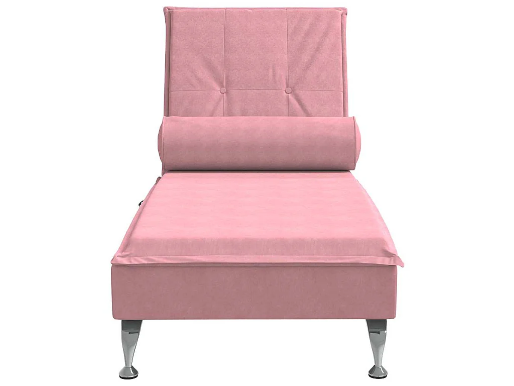 Chaise Longue Massaggi con Cuscino Rosa in Velluto