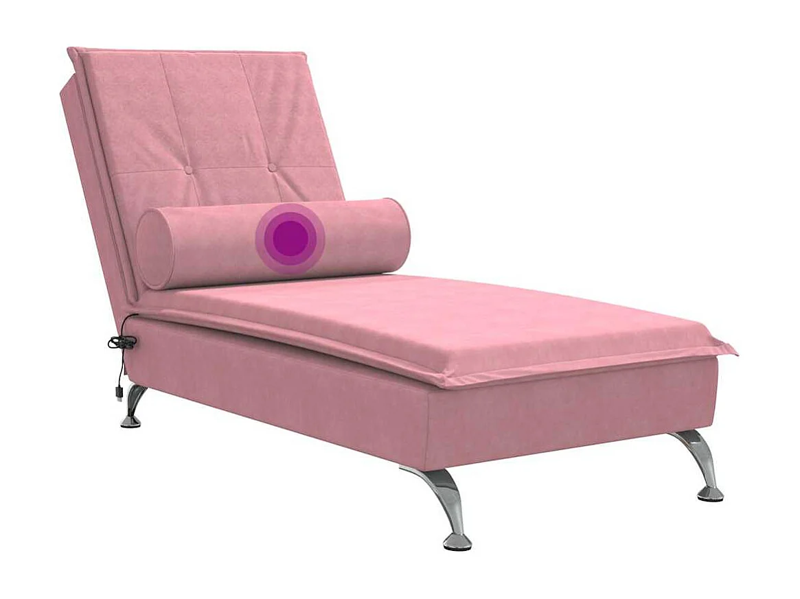 Chaise Longue Massaggi con Cuscino Rosa in Velluto
