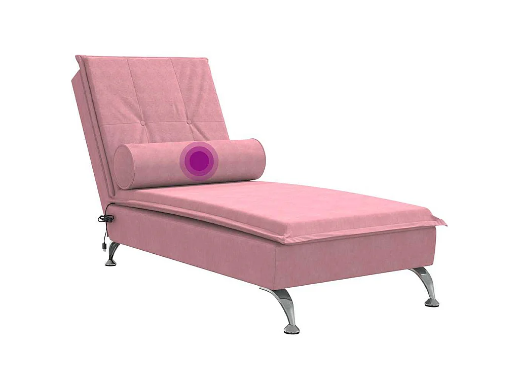 Chaise longue de massage avec traversin rose velours