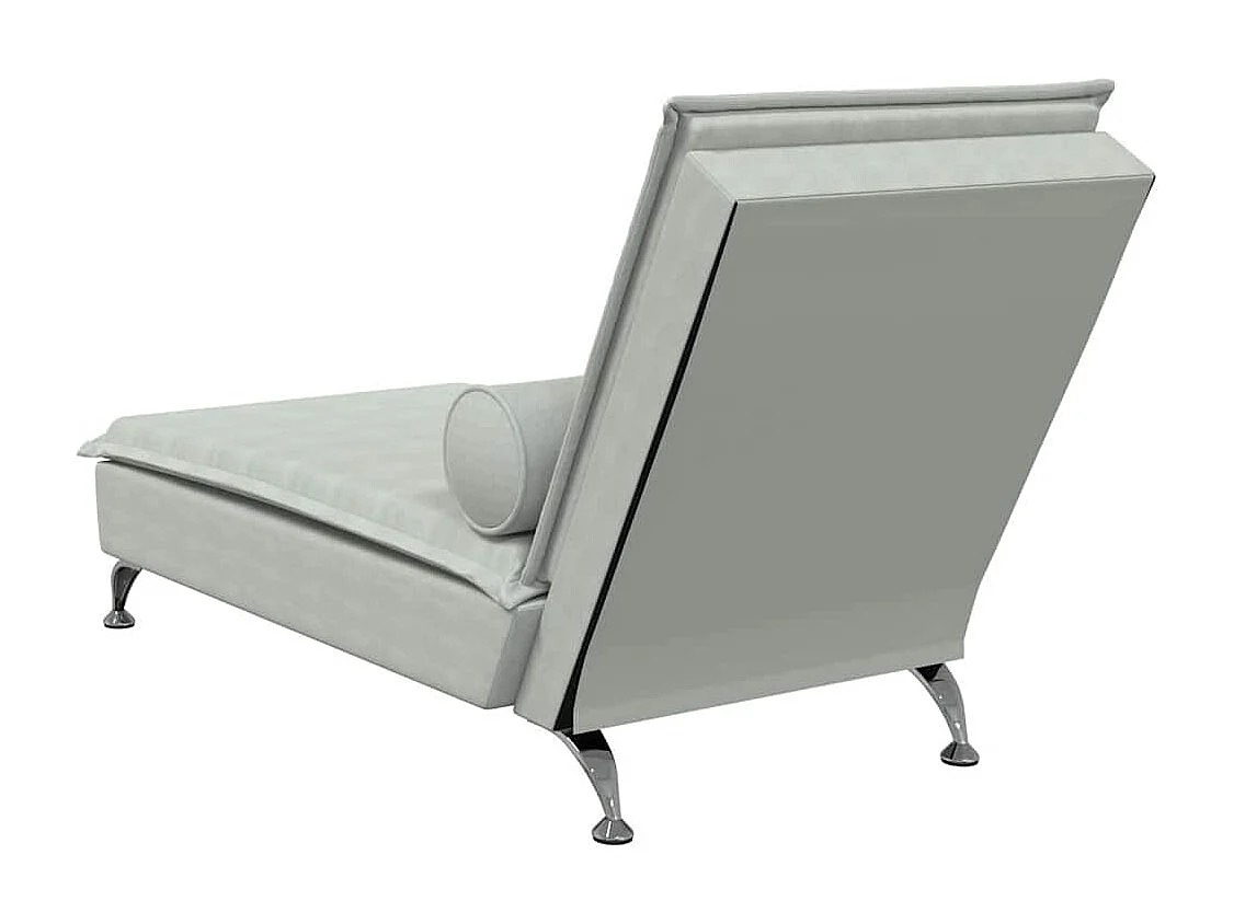 Chaise lounge de massagem com rolo veludo cinzento-claro