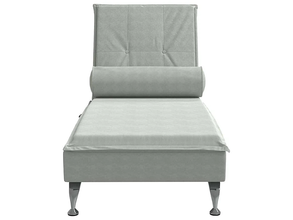 Chaise lounge de massagem com rolo veludo cinzento-claro