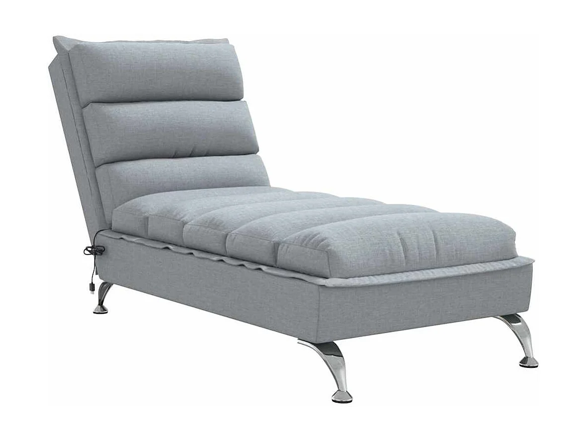 Chaise longue de massage avec coussins gris clair tissu