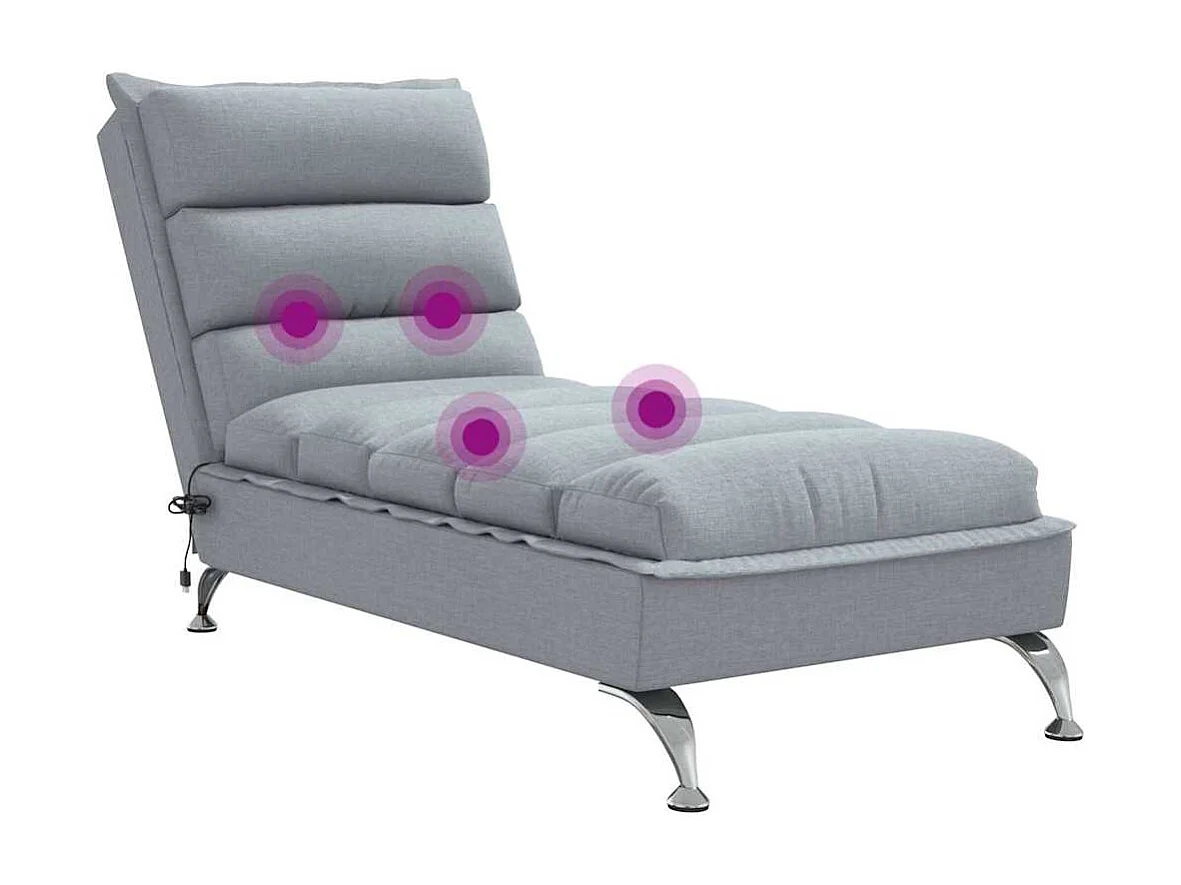 Chaise longue de massage avec coussins gris clair tissu