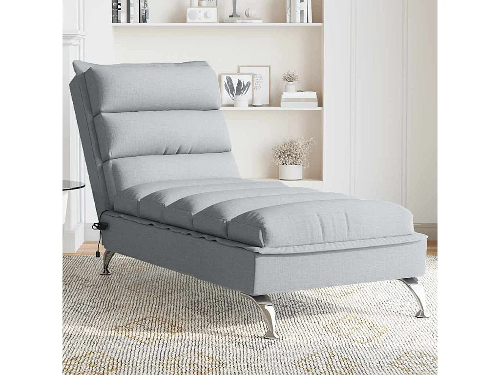 Massage-Chaiselongue mit Kissen Hellgrau Stoff